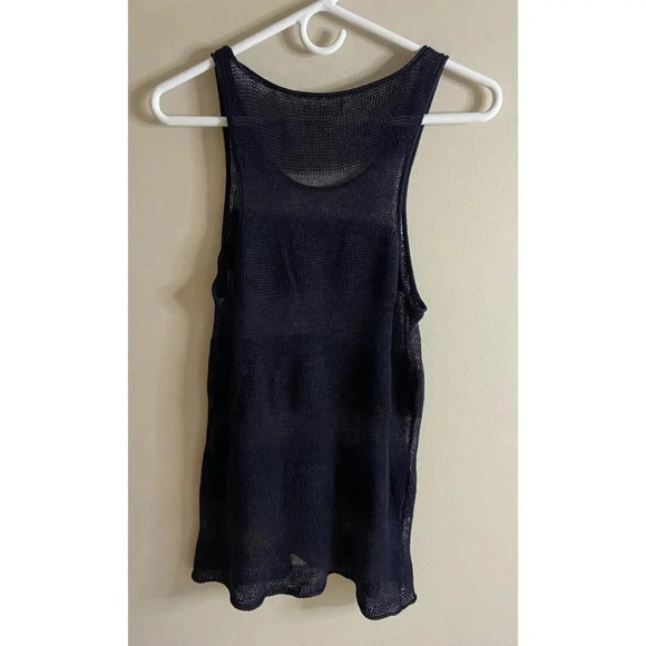 Eileen Fisher Semi-sheer Navy Striped 100% Linen Tank Lightweight Sweater Feel X - Picture 6 of 12